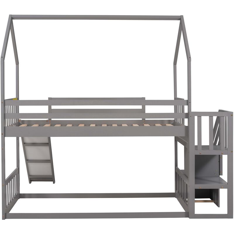 Merax House Bunk Bed with Slide