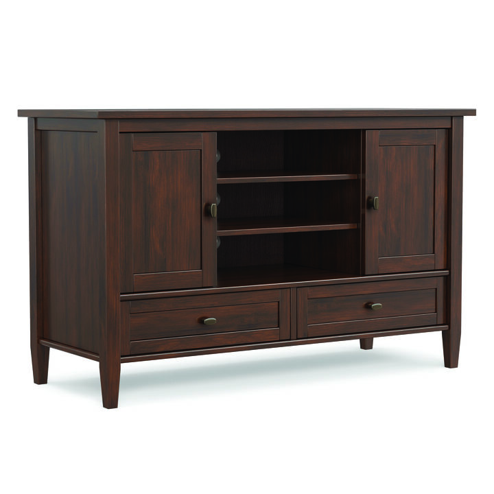 Simpli Home Warm Shaker Solid Wood Tv Media Stand In Russet Brown For Tvs Up To 50 Inches