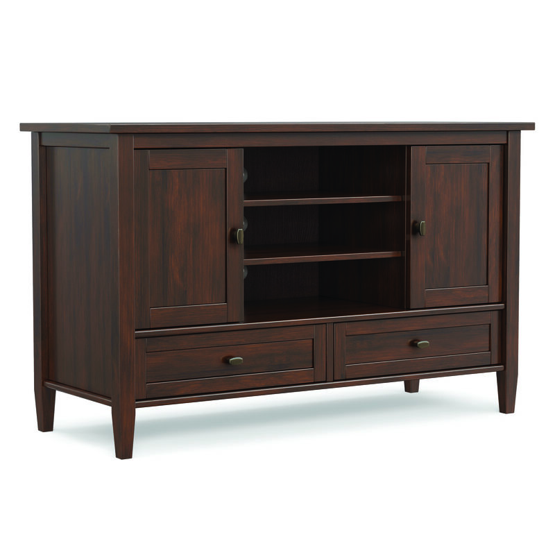 Simpli Home Warm Shaker Solid Wood Tv Media Stand In Russet Brown For Tvs Up To 50 Inches image number 0