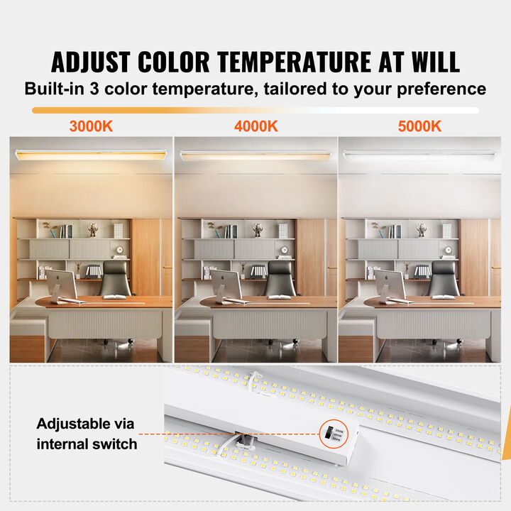 VEVOR 4FT LED Wraparound Light 50W 5500LM Flush Mount LED Shop Light FCC