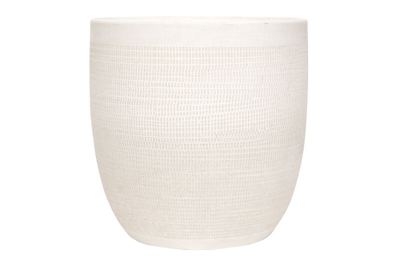 Coastal Embossed Textured Stoneware Planter, Matte White image number 0