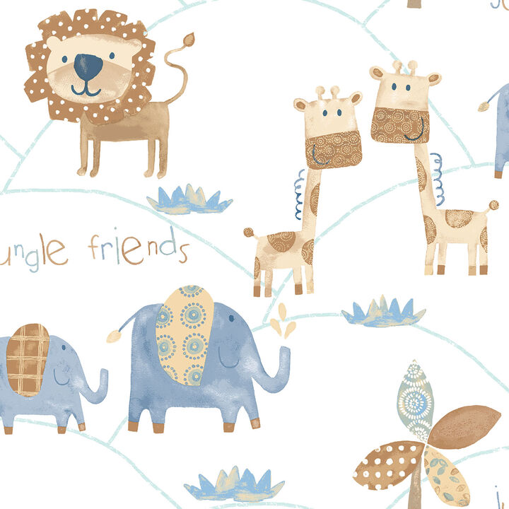 Just 4 Kids 2 Jungle Friends Blue Wallpaper G56022
