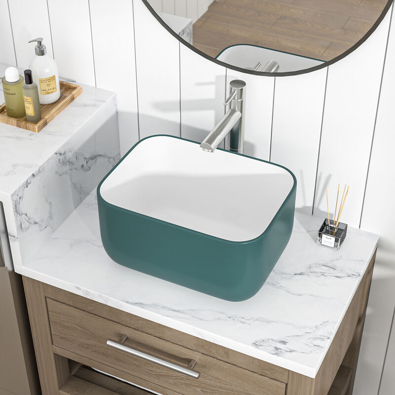 16x12 Inch Ceramic Square Vessel Bathroom Sink