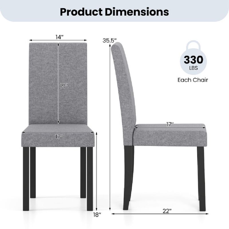 Mid-Century Modern Parsons Dining Chairs Set of 2, Fabric Upholstered image number 2
