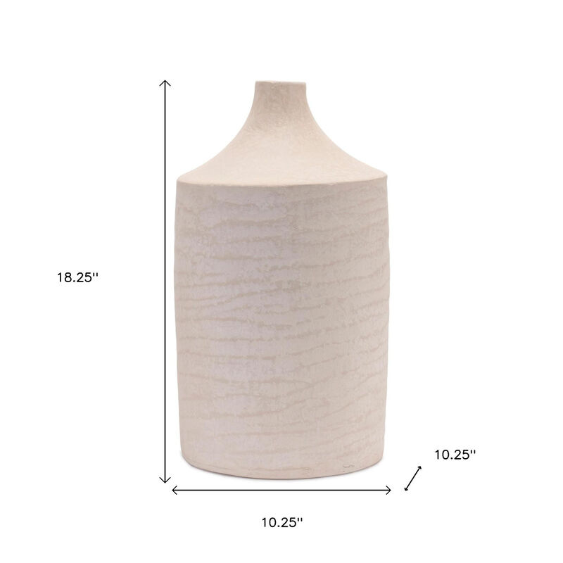 HomeRoots 18" Beige Recycled Paper Cylinder Jug Floor Vase image number 3