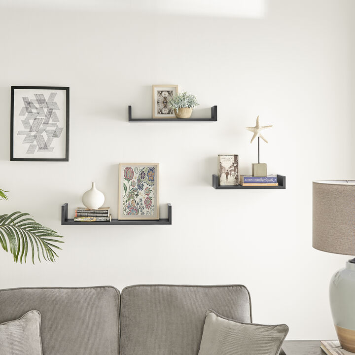 Aalto U-Shaped Floating Wall Shelves - Set of 3 Sizes