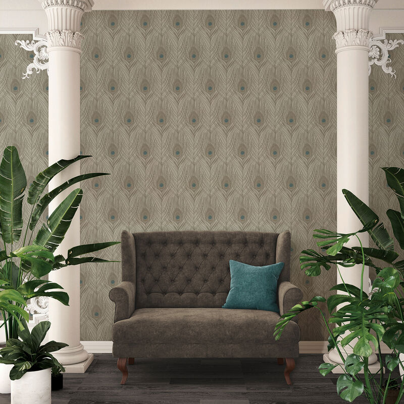Prosperity Bronze Feather Wallpaper image number 2