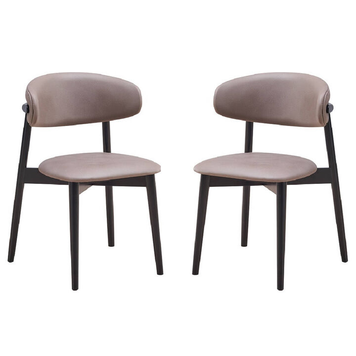 Anae 23 Inch Side Dining Chair Set of 2, Turned Legs, Gray Fabric, Black - Benzara