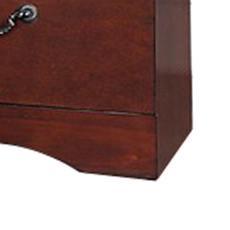 Bran 27 Inch 2 Drawer Nightstand, Pine Wood, Grain Details, Cherry Brown - Benzara