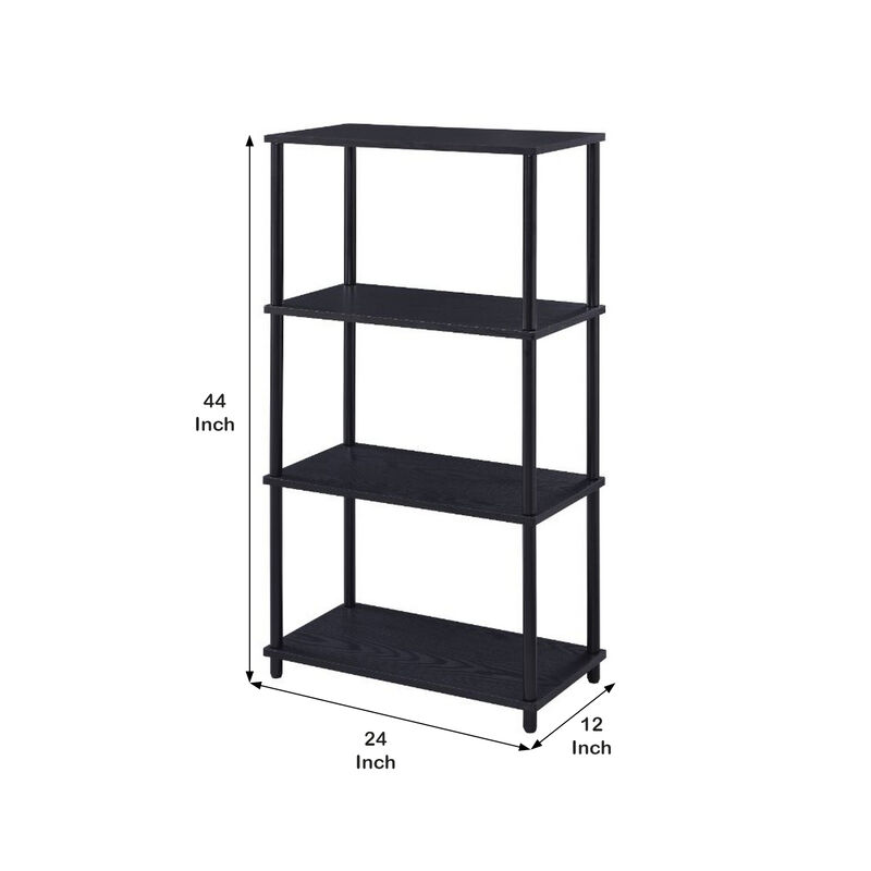 Bookshelf with Black Metal Frame, Black