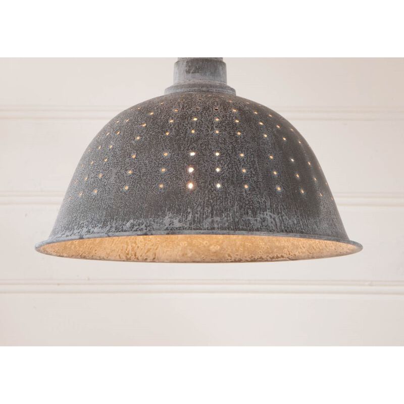 Metal Colander Pendant Light In Weathered Zinc 12 Inches Diameter image number 3