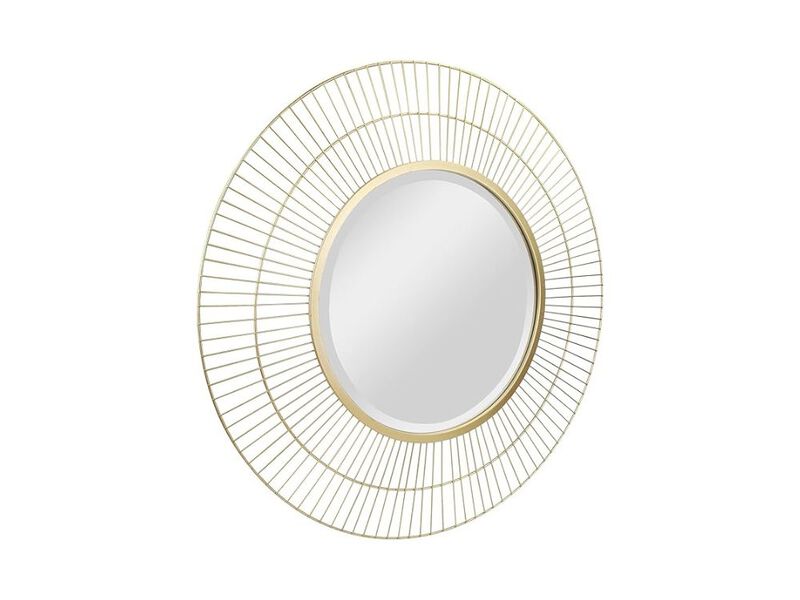 28" Gold Wire Frame Wall Mirror &ndash; Round Modern Accent for Entry