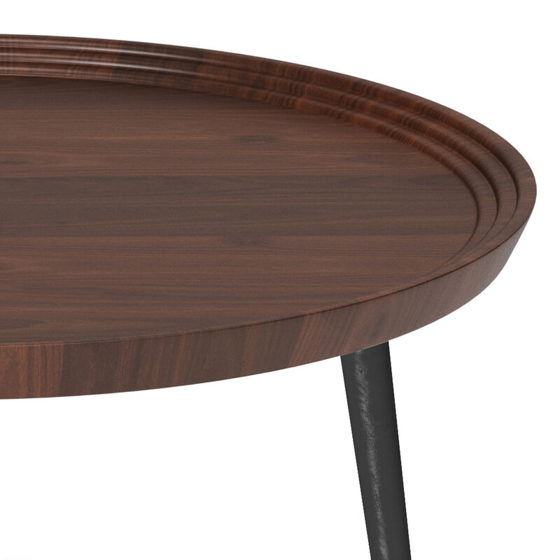 Clairmont SOLID ACACIA WOOD 30 inch Wide Round Modern Industrial Coffee Table in Cognac