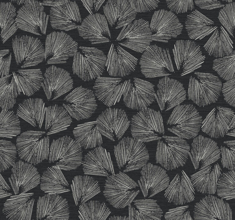 Elora Leaf Black Wallpaper