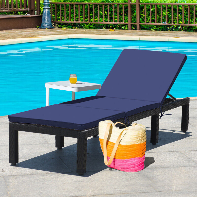 Patio Rattan Cushioned Height Adjustable Lounge Chair