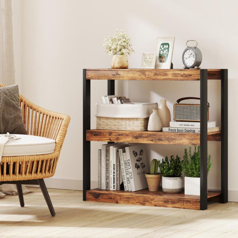 Hivvago 3 Tier Bookshelf Wooden Bookcase with Dual Anti-Tipping Kits