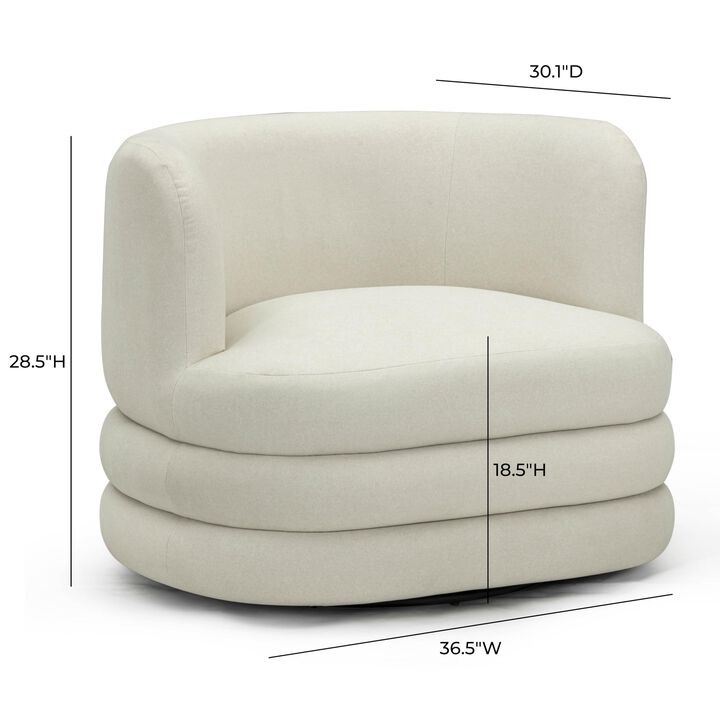 TOV Furniture Astor Cream Faux Mohair Swivel Hotel Lounge Chair