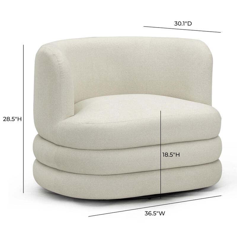 TOV Furniture Astor Cream Faux Mohair Swivel Hotel Lounge Chair image number 1