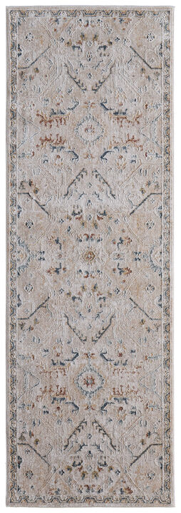 HomeRoots Abstract Power Loom Worn Faded Area Rug With Fringe