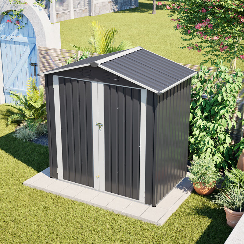 WOW PIONEER Heavy Duty Metal Outdoor Storage Shed with Lockable Door, Waterproof Weather Resistant Tool Storage House for Backyard Patio Lawn Garden image number 9