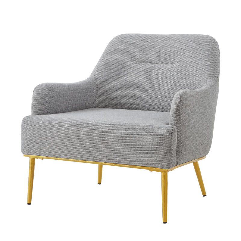 Merax Modern Curved Chenille Accent Chair with Gold Metal Legs image number 0