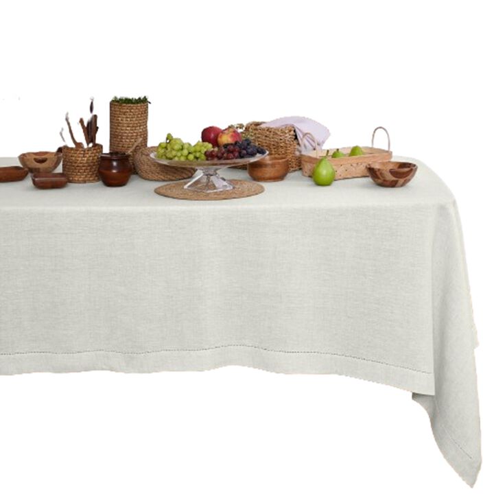 Solino Home 100% Pure Linen Tablecloth - Sonoma Hemstitch