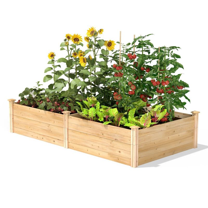 QuikFurn 17-inch High Pine Wood Raised Garden Bed 4 ft x 8 ft - Made in USA