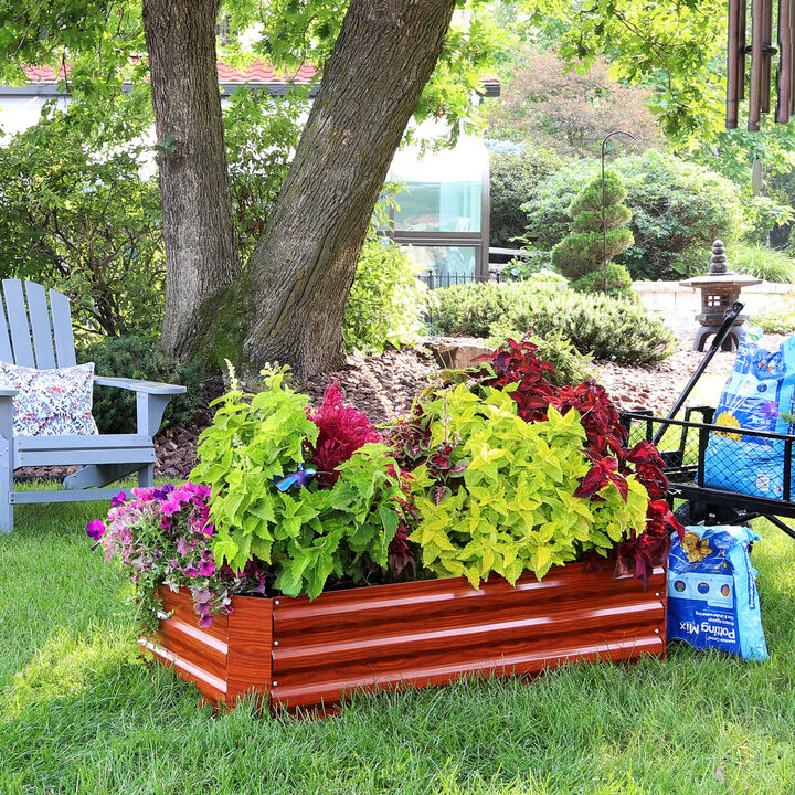 Sunnydaze Galvanized Steel Rectangle Raised Garden Bed
