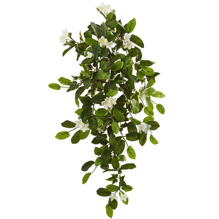 Nearly Natural 19-in Stephanotis & Ivy Hanging Artificial Plant (Set of 4)