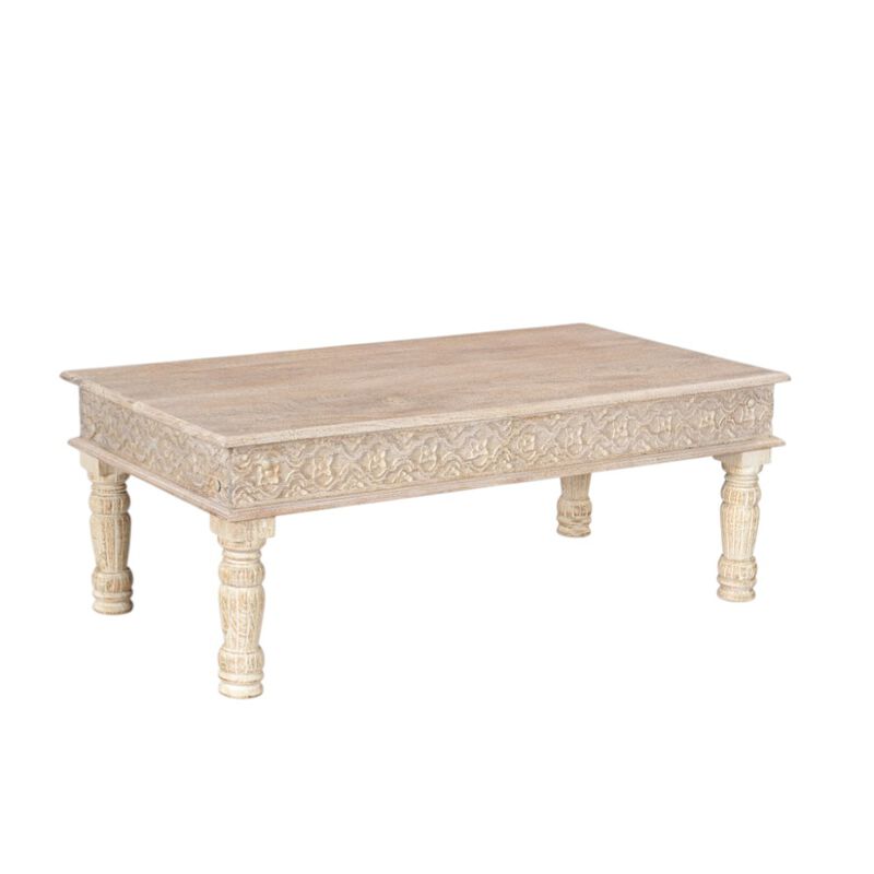 HomeRoots 51" White Solid Wood Distressed Coffee Table image number 2
