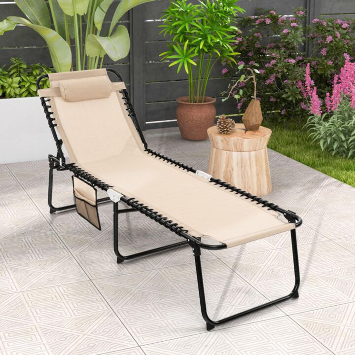 Hivvago Foldable Recline Lounge Chair with Adjustable Backrest and Footrest