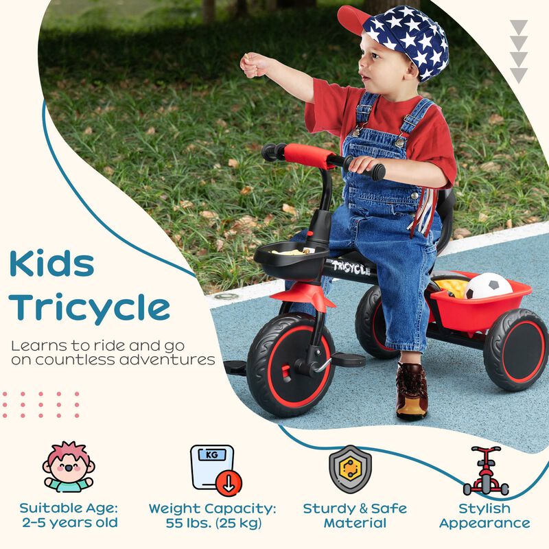 BreeBe Tricycle with Adjustable Seat, Toddler Bike with Storage Baskets image number 3