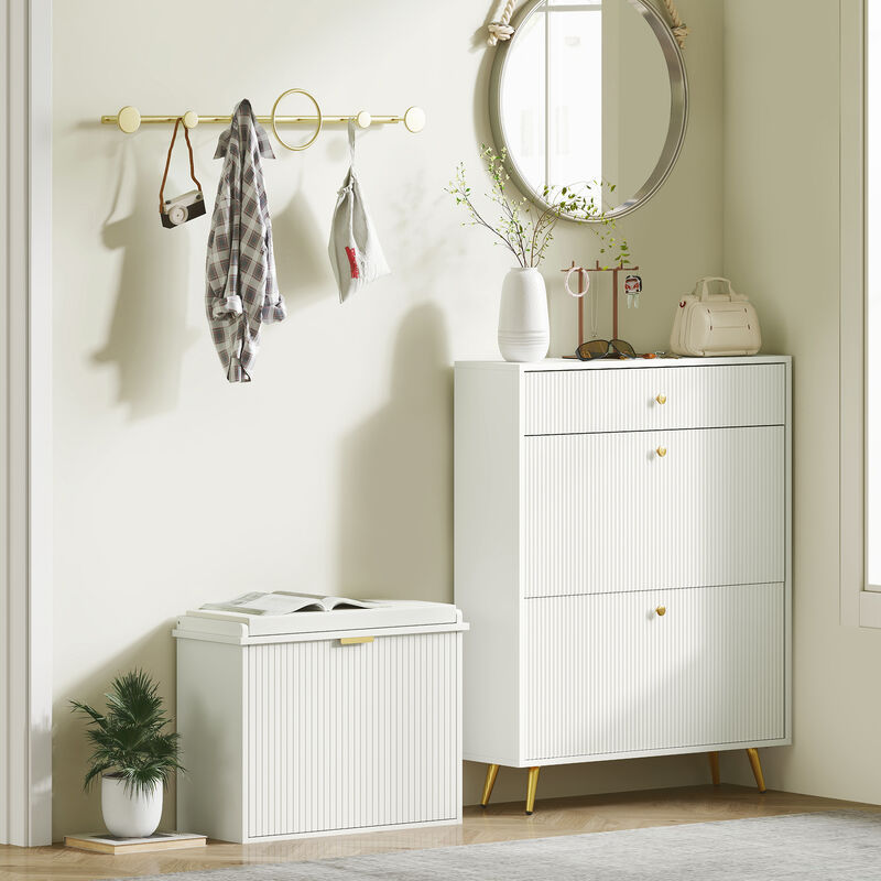Hivvago Padded Shoe Bench with Storage Compartment image number 7