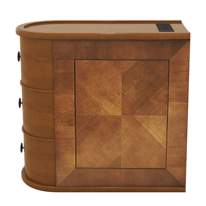 Whisen 23.6" Side Table with Charging Station, 2 Drawers Rubber Wood End Table for Living Room Bedroom image number 5