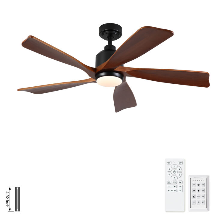 ELEMENT ACE 52 Inch Ceiling Fan with Integrated Light, Quiet Reversible DC Motor, 6 Adjustable Speeds, ETL Certified Energy Efficient Cooling Fixture for Home Indoor Use