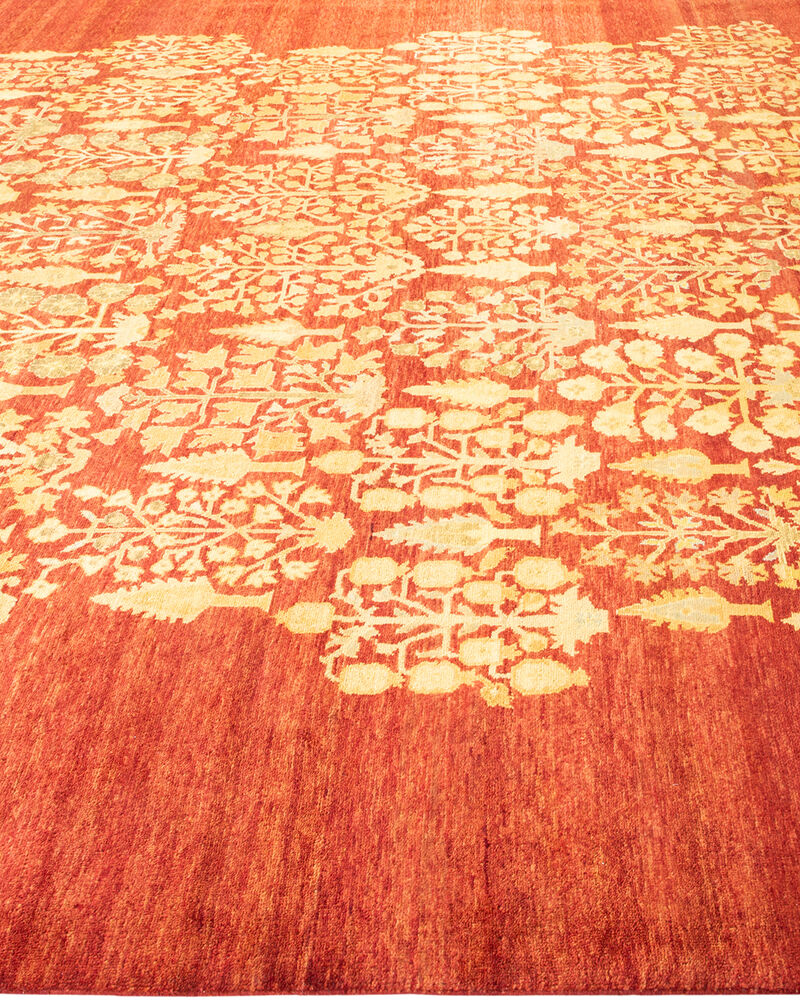 Eclectic, One-of-a-Kind Hand-Knotted Area Rug  - Orange, 9' 0" x 12' 3"