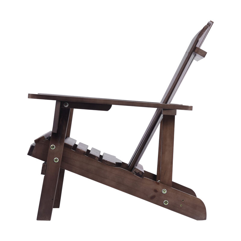 Adirondack Chair Solid Wood Outdoor Patio Furniture for Backyard, Garden, Lawn, Porch -Dark Brown