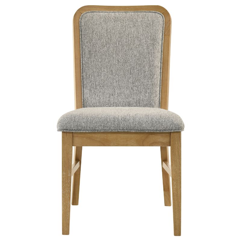 Elora Dining Side Chair, Set of 2, Gray Fabric, Weathered Natural Wood image number 3