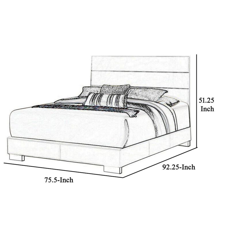 Contemporary Style Low Profile California King Bed with Block Feet, White-Benzara