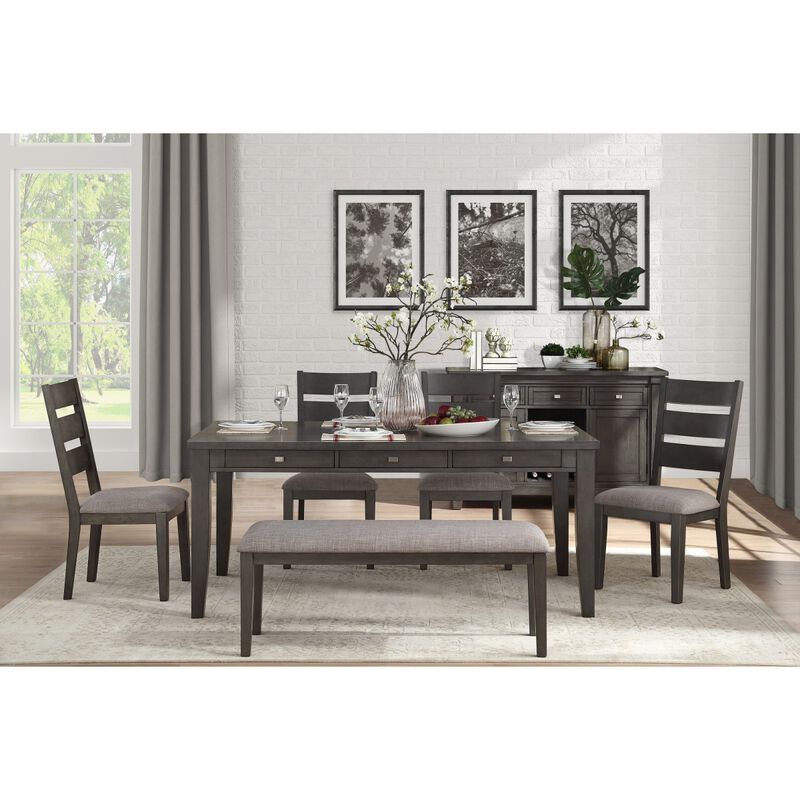 Transitional Gray Finish 1pc Dining Table with 6x Storage Drawers Casual Dining Furniture