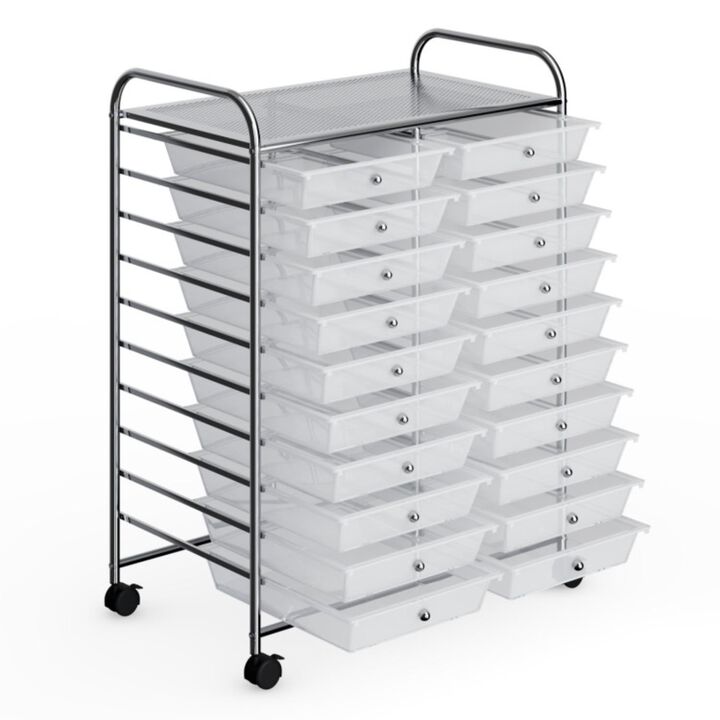 Hivvago 20 Drawers Rolling Storage Cart Studio Organizer