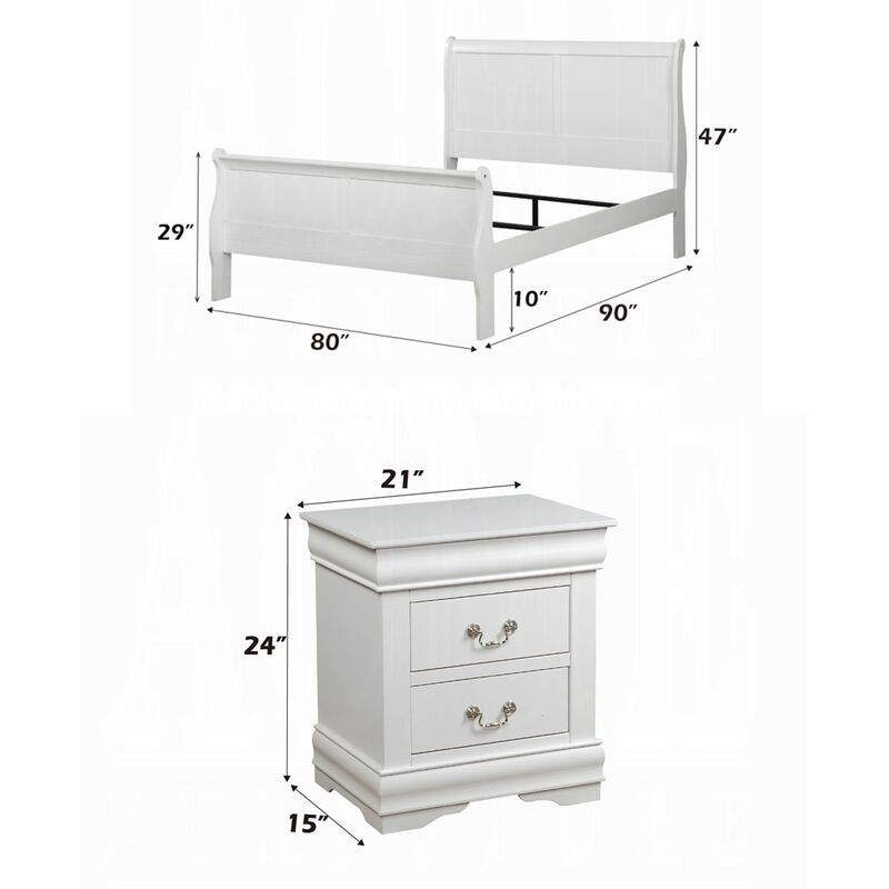 2pc King Bedroom Set, White, Nightstand image number 7