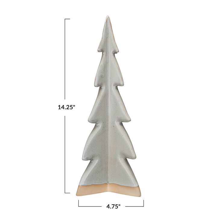 Tall Decorative Stoneware Tree with Reactive Glaze, Cream