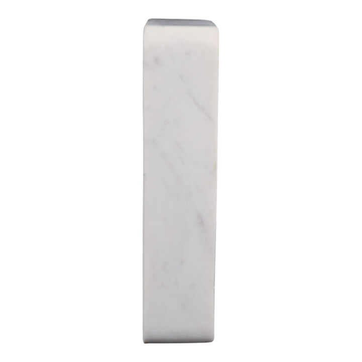9" Marble Clock with Brass in White