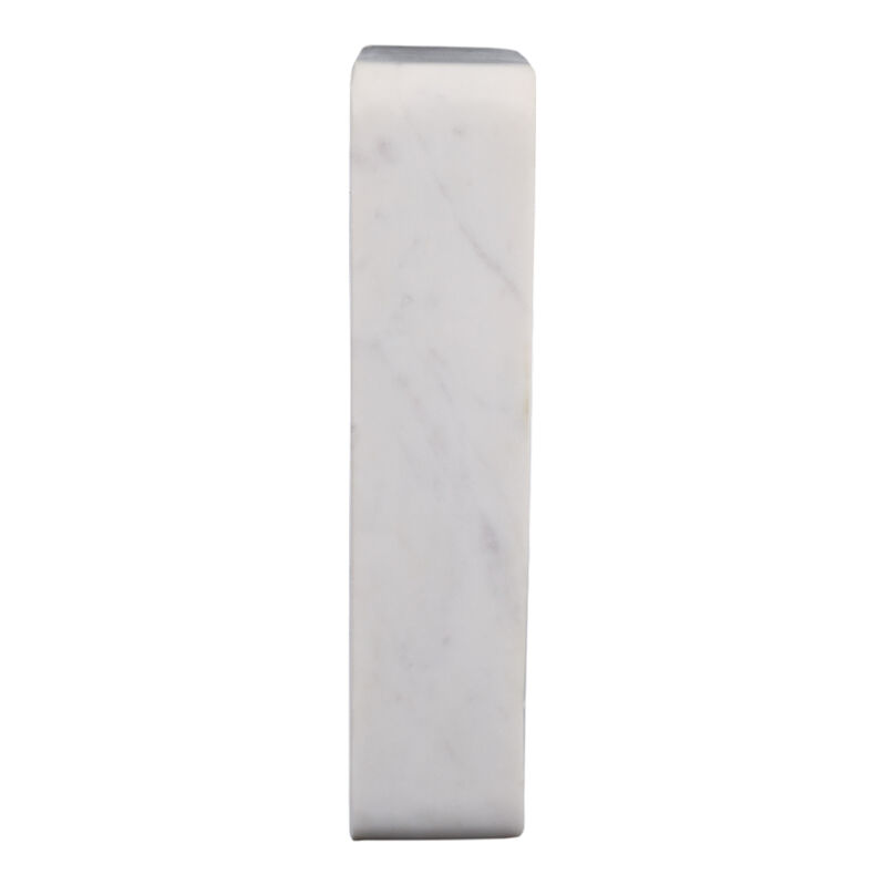 9" Marble Clock with Brass in White image number 1