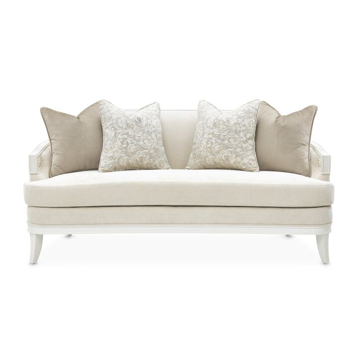 Michael Amini La Marisia Chenille Loveseat - Tranquil/Creamy Pearl