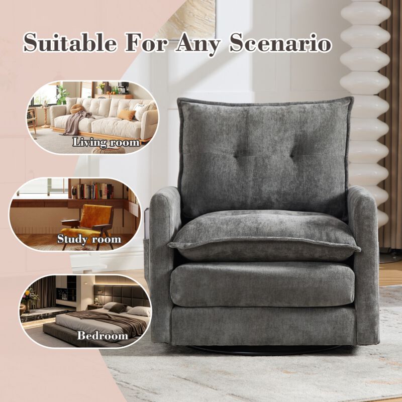 Secra Modern Chenille Swivel Accent Chair image number 3