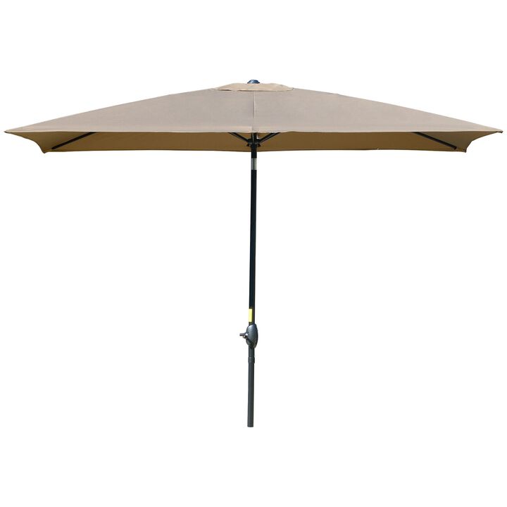 6.6 X 10 ft Rectangular Market Umbrella Patio Outdoor Table Umbrellas with Crank & Push Button Tilt, Coffee