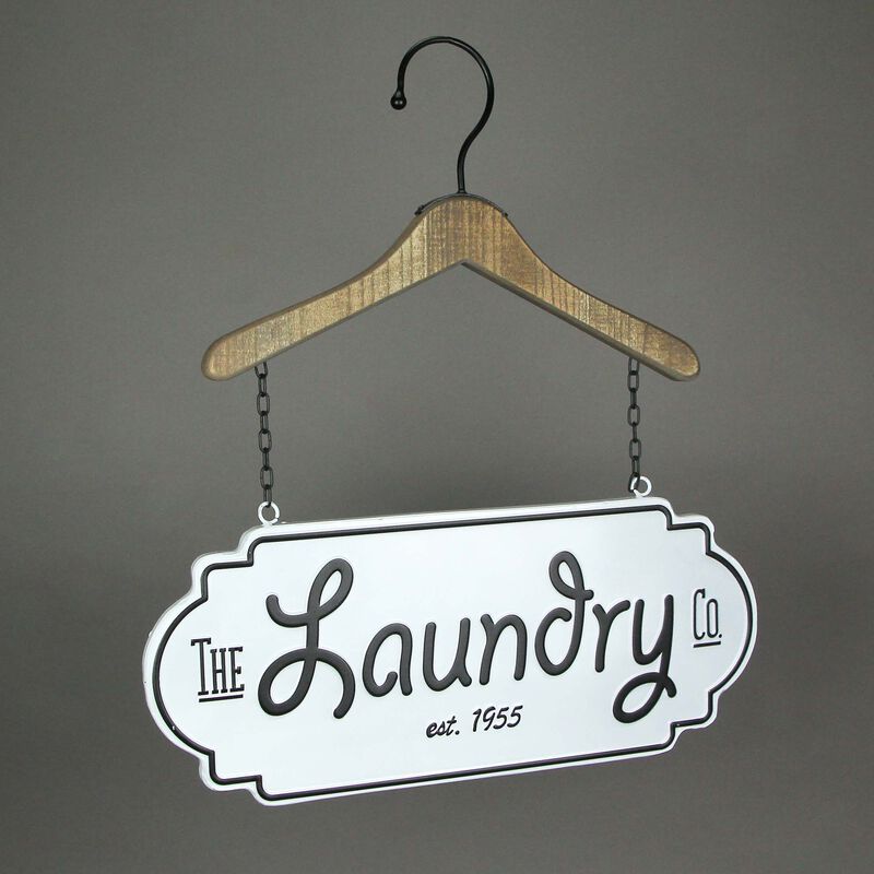 The Laundry Co. Vintage Look Hand Painted Metal and Wood Sign Wall Hanging image number 3