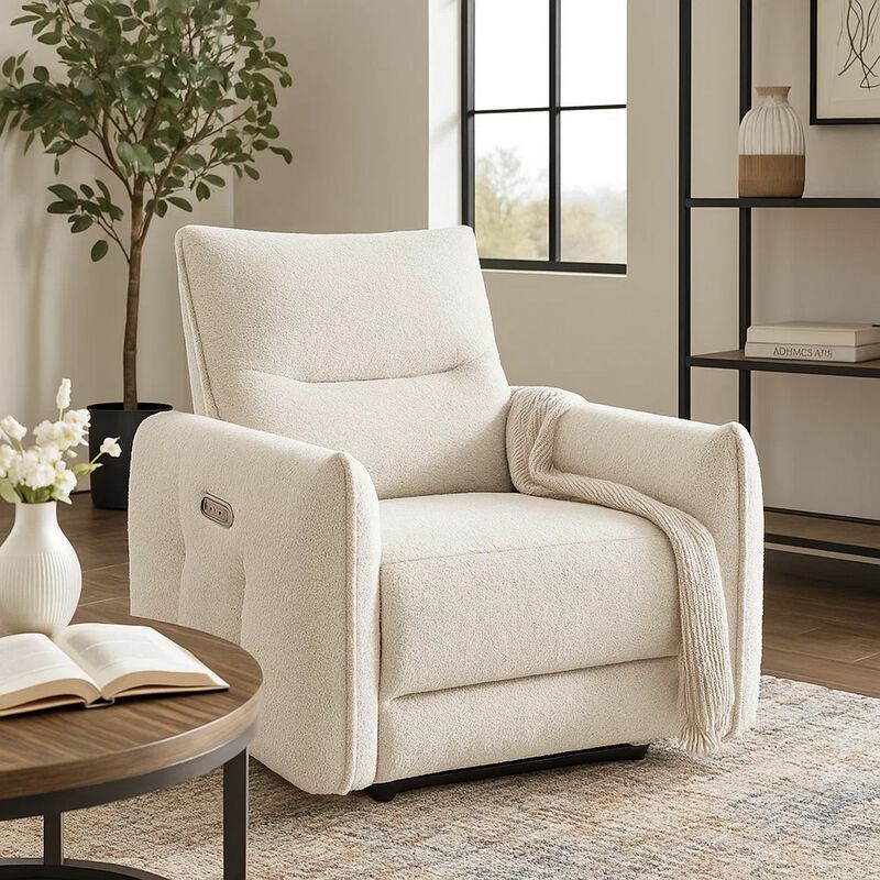Lali Zero Gravity Power Motion Recliner Chair, USB Port, Cream Chenille image number 1